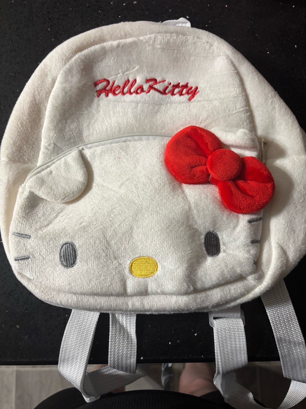 Hello Kitty Plush White & in Pink Kids Backpack with Red Bow